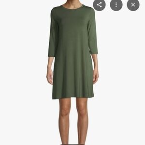Time and Tru Long Sleeve Dress in Olive With Pockets